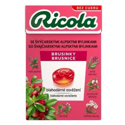 Ricola 40g Brusinka - švýcarské bylinné bonbóny bez cukru