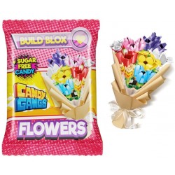 Build Blox Flowers - stavebnice květina + bonbón bez cukru – zábavný sáček 