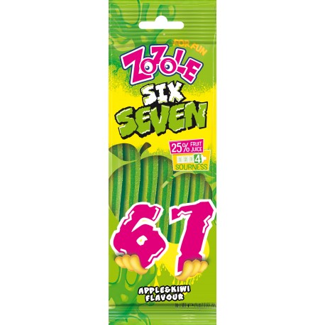 Zozole Six-Seven 75g - extra kyselé želé pásky jablko & kiwi 