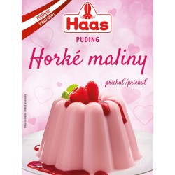 HAAS Puding Horké maliny 37g- malinový pudingový dezert
