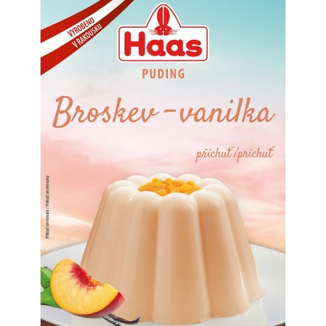 Haas Puding Broskev - vanilka 37g - pudingový dezert broskev & vanilka