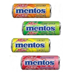 Mentos MINI - mix 4 chutí (jahoda, jablko, citron, pomeranč)