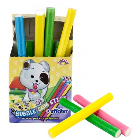 Pet Surprise Bubble Gum Sticks 28g - ovocné žvýkačkové tyčinky s magickým efektem + samolepka