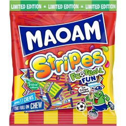 Maoam Stripes Football Fun 140g - ovocné karamelové proužky