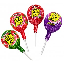Pin Pop Assorted 17g - ovocné lízátko se žvýkačkou (mix)