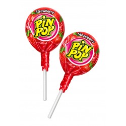 Pin Pop Strawberry 17g - jahodové lízátko se žvýkačkou