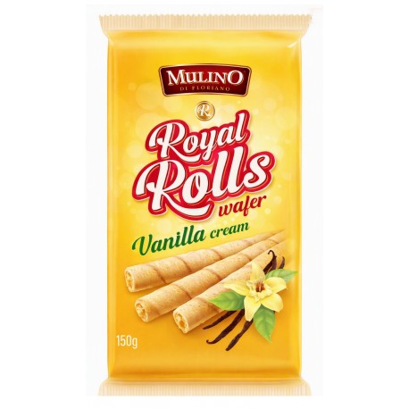 Royal Rolls Vanilla 150g - křupavé trubičky se smetanovým vanilkovým krémem