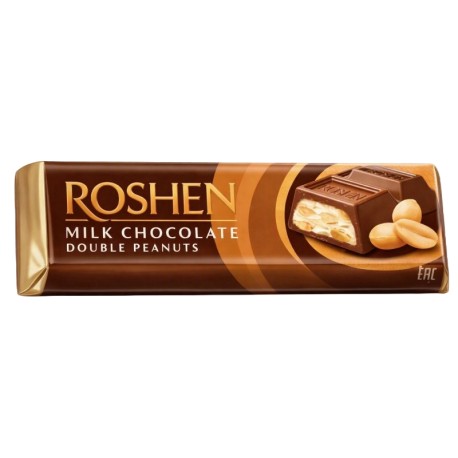 Roshen Milk Chocolate Double Peanuts 39g - mléčná čokoláda s dvojitou porcí arašídů